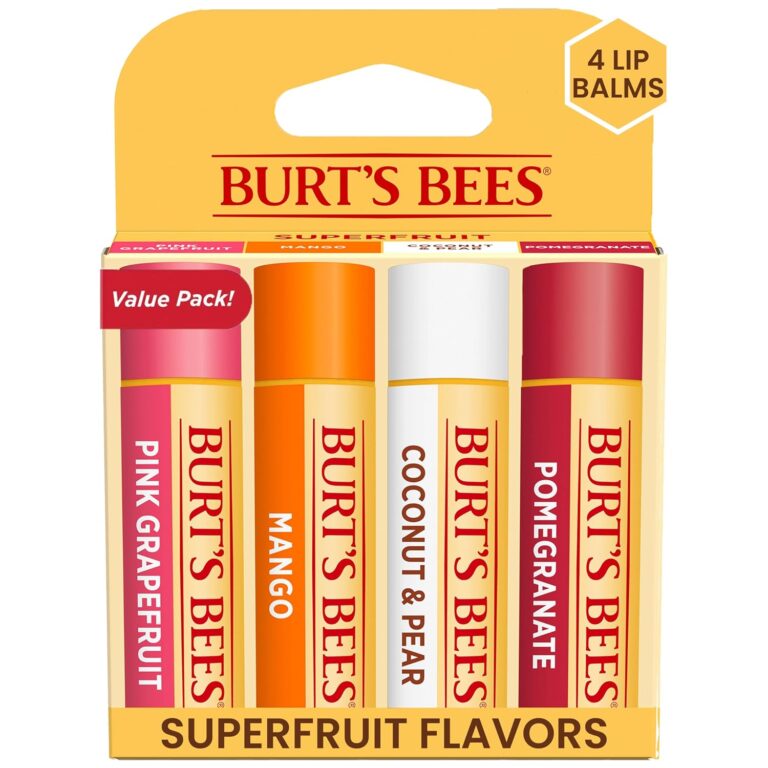 Burt's Bees Natural Moisturizing Lip Balm, Superfruit, 4 Tubes in Blister Box